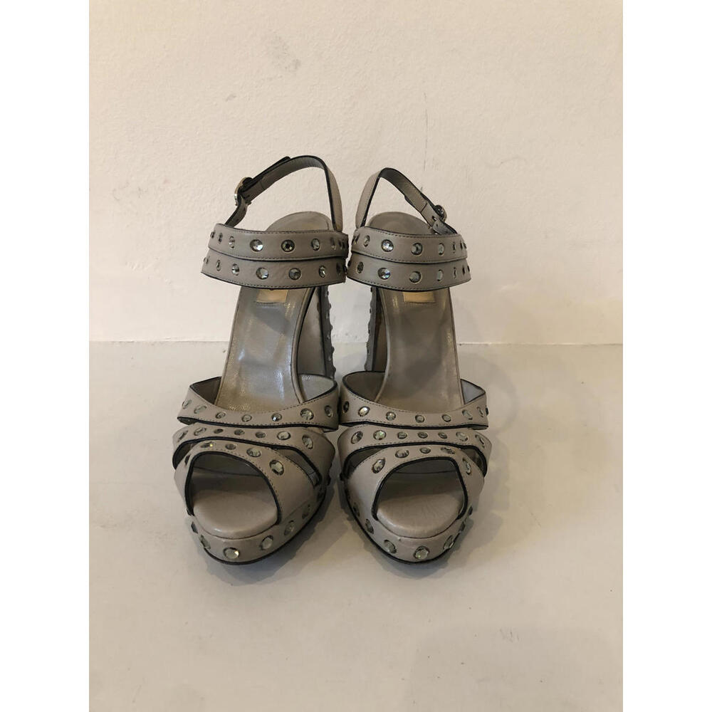 Valentino Leather Printed Slingback Sandals Crystal